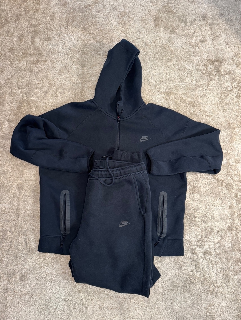 Nike Tech Fleece Tracksuit Set XXL Black Hoodie Joggers Full Zip